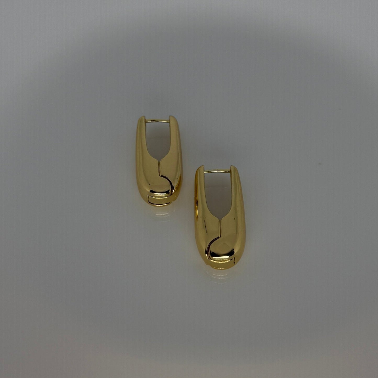 Two gold earring hooks on a white plate